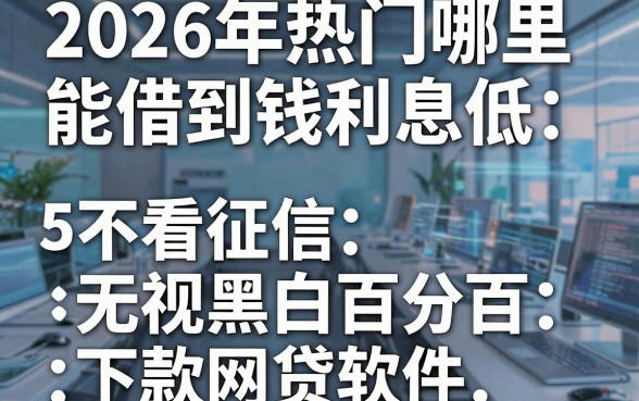 2026年热门哪里能借到钱利息低，盘点5个不看征信无视黑白百分百下款网贷软件