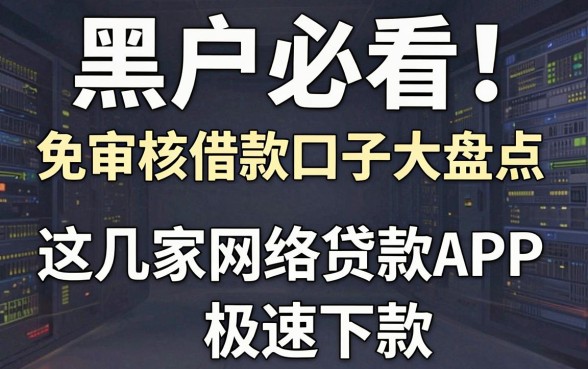 黑户必看！免审核借款口子大盘点，这几家网络贷款APP极速下款