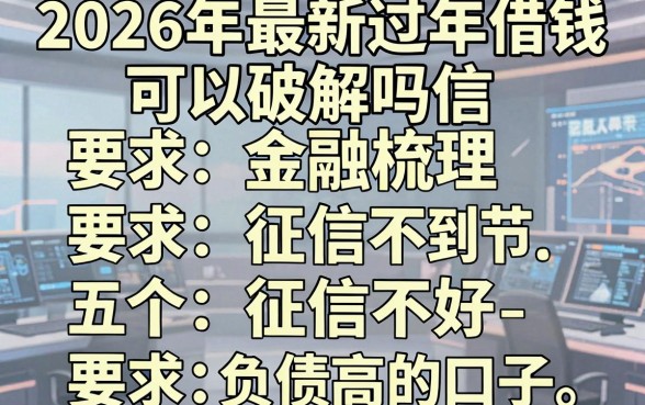 2026年最新过年借钱可以破解吗微信,梳理五个征信不好负债高的口子