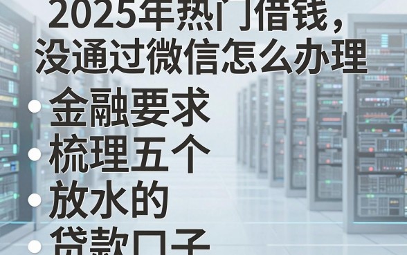 2025年热门借钱没通过微信怎么办理,梳理五个放水的贷款口子
