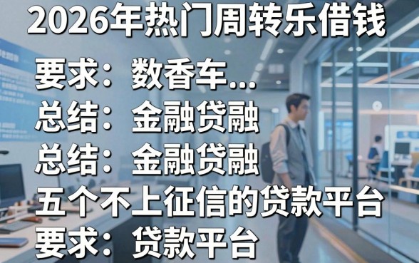 2026年热门周转乐借钱，总结五个不上征信的贷款平台