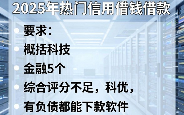 2025年热门信用借钱借款，概括5个综合评分不足有负债都能下款软件