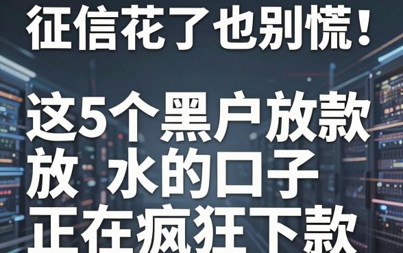 征信花了也别慌!这5个黑户放款放水的口子正在疯狂下款
