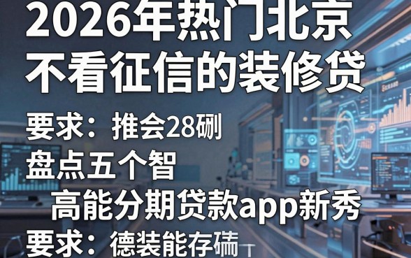 2026年热门北京不看征信的装修贷，盘点五个高能分期贷款app新秀