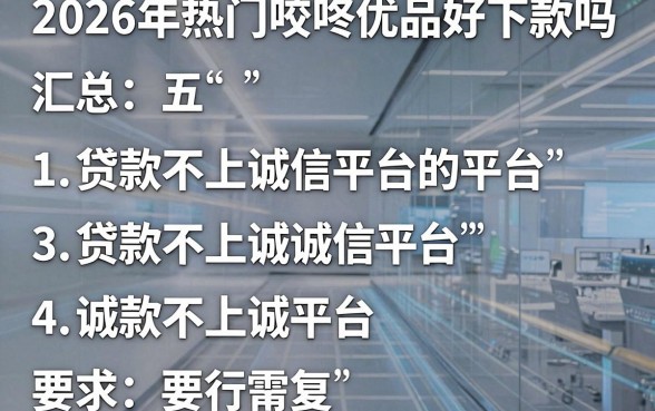 2026年热门咚咚优品好下款吗,汇总五个贷款不上诚信平台的平台