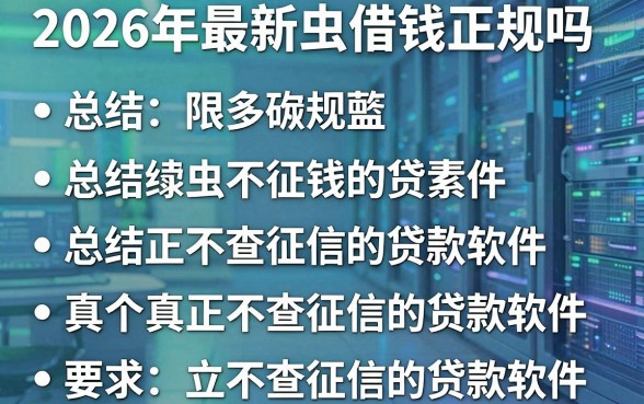 2026年最新虫虫借钱正规吗,总结五个真正不查征信的贷款软件