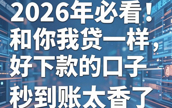 2026年必看!和你我贷一样好下款的口子,这几家平台秒到账太香了