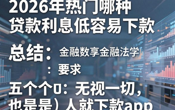 2026年热门哪种贷款利息低容易下款,总结五个无视一切是人就下款app