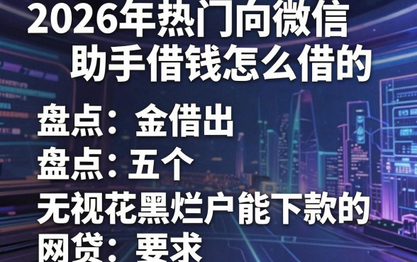 2026年热门向微信助手借钱怎么借的,盘点五个无视花黑烂户能下款的网贷
