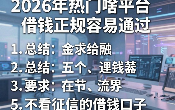 2026年热门啥平台借钱正规容易通过，总结五个不看征信的借钱口子
