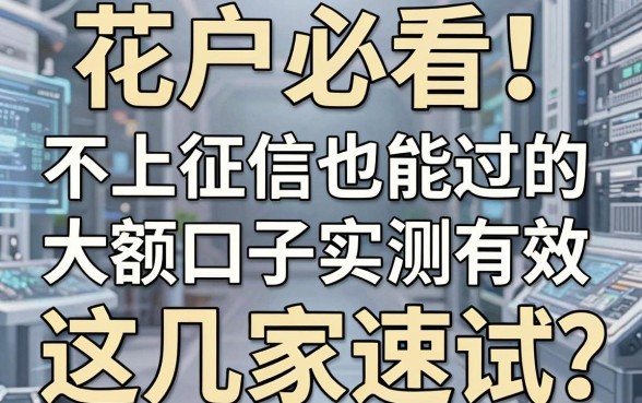 花户必看!不上征信也能过的大额口子实测有效,这几家速试