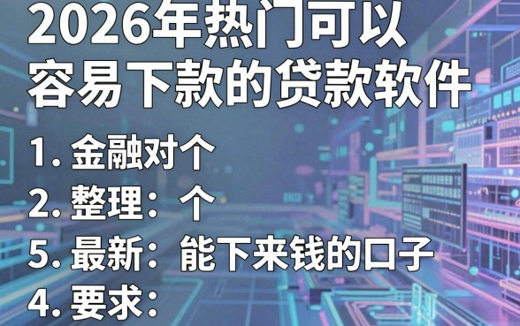 2026年热门可以容易下款的贷款软件,整理5个最新能下来钱的口子