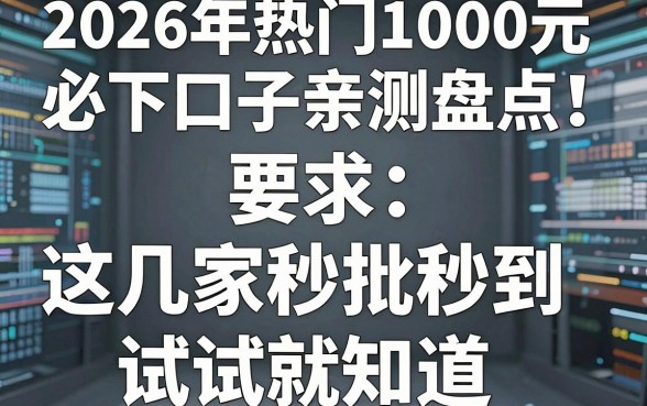 2026年热门1000元必下口子亲测盘点！这几家秒批秒到，试试就知道