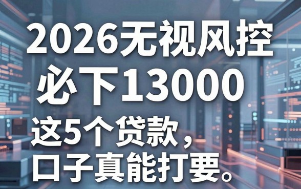 2026无视风控必下13000,这5个贷款口子真能打!