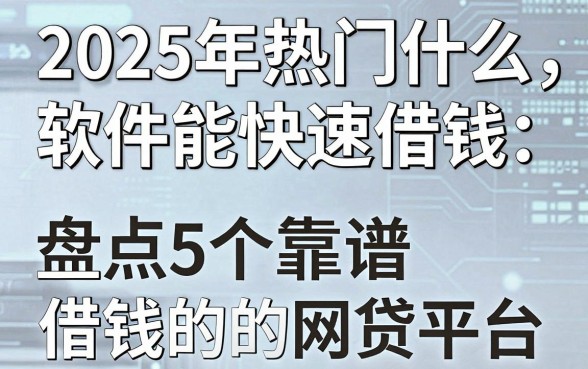 2025年热门什么软件能快速借钱，盘点5个靠谱借钱的网贷平台