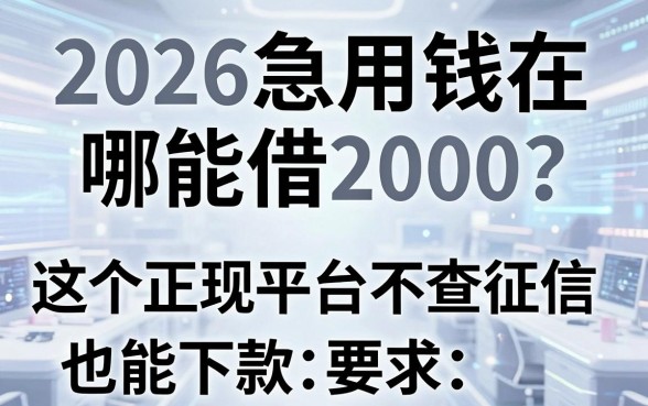 2026急用钱在哪能借2000?这5个正规平台不查征信也能下款