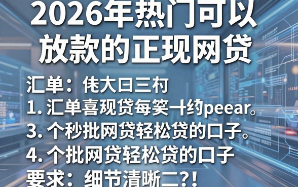 2026年热门可以放款的正规网贷,汇总五个秒批网贷轻松贷的口子