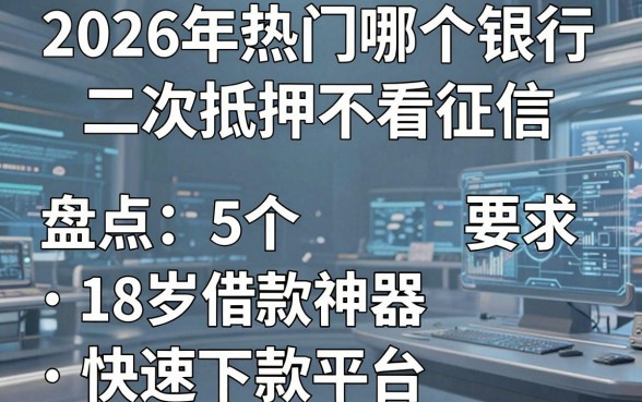 2026年热门哪个银行二次抵押不看征信，盘点5个18岁借款神器快速下款平台