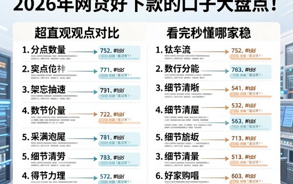 2026年网贷好下款的口子大盘点！超直观观点对比，看完秒懂哪家稳
