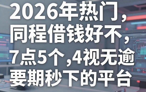 2026年热门同程借钱好不,盘点5个714无视逾期秒下的平台