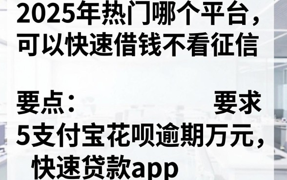 2025年热门哪个平台可以快速借钱不看征信，盘点5个支付宝花呗逾期万元快速贷款app