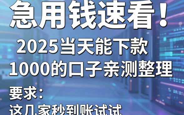 急用钱速看！2025当天能下款1000的口子亲测整理，这几家秒到账试试