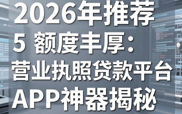 2026年推荐：5款额度丰厚的营业执照贷款平台APP神器揭秘！