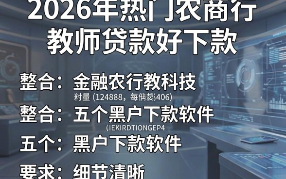 2026年热门农商行教师贷款好下款,整合五个黑户下款软件