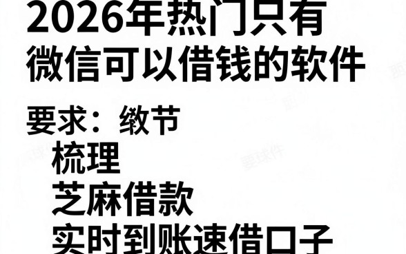 2026年热门只有微信可以借钱的软件,梳理五个芝麻借款实时到账速借口子