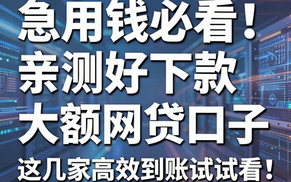 急用钱必看！亲测好下款的大额网贷口子，这几家高效到账试试看！