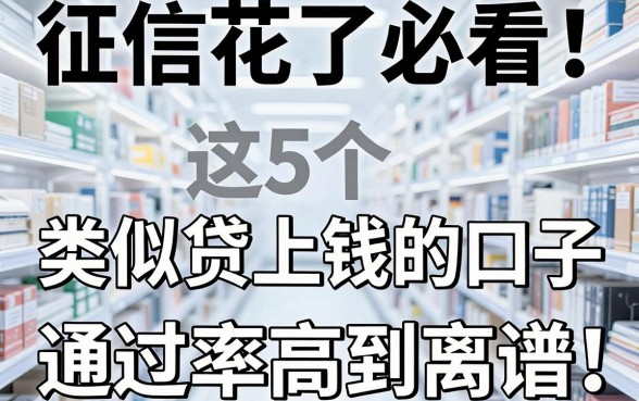 征信花了必看！这5个类似贷上钱的口子，通过率高到离谱！