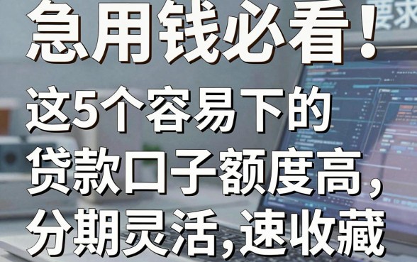 急用钱必看!这5个容易下的贷款口子额度高、分期灵活,速收藏!