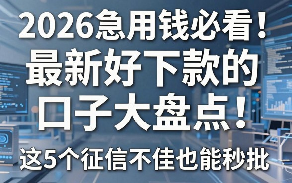 2026急用钱必看！最新好下款的口子大盘点，这5个征信不佳也能秒批