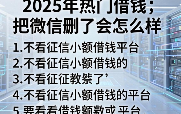 2025年热门借钱把微信删了会怎么样,汇总五个不看征信小额借钱的平台