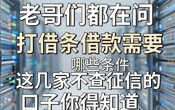 老哥们都在问打借条借款需要哪些条件,这几家不查征信的口子你得知道