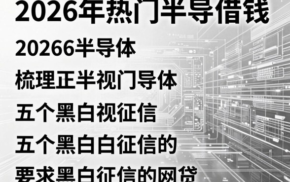 2026年热门半导体借钱，梳理五个无视黑白征信的网贷