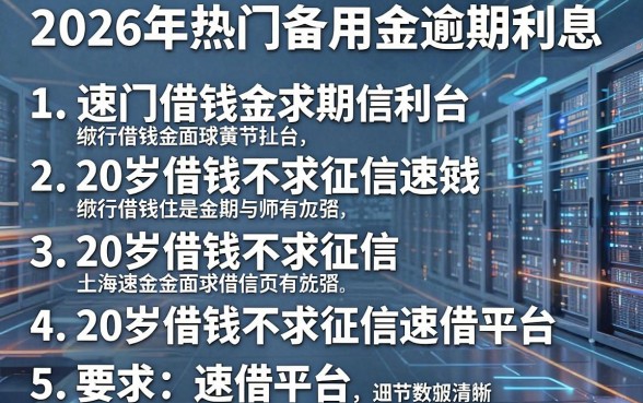 2026年热门备用金逾期利息,归纳5个20岁借钱不求征信速借平台