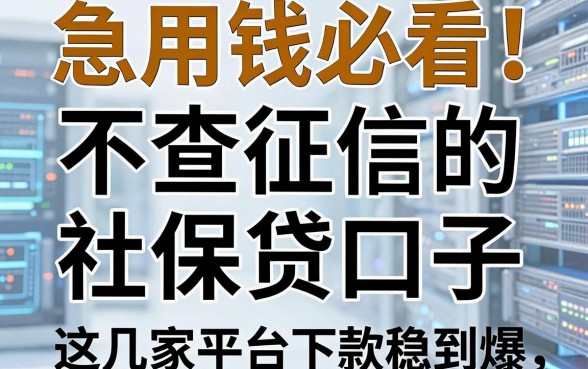 急用钱必看!不查征信的社保贷口子,这几家平台下款稳到爆!