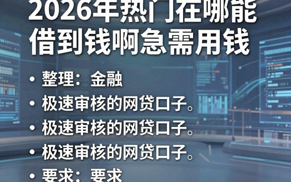 2026年热门在哪能借到钱啊急需用钱,整理五个极速审核的网贷口子