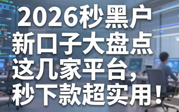 2026秒黑户新口子大盘点，这几家平台秒下款超实用！