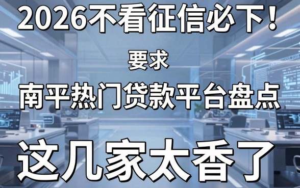 2026不看征信必下！南平热门贷款平台盘点，这几家太香了