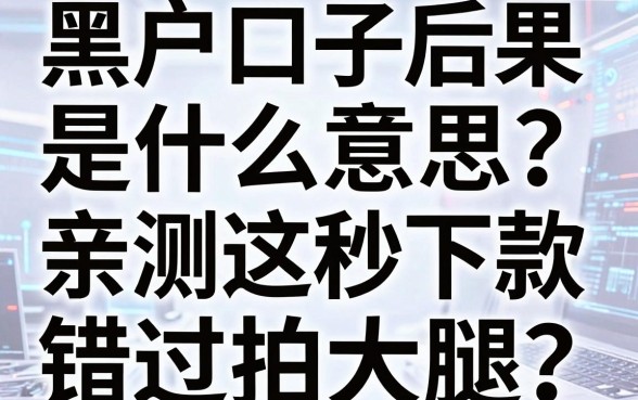 黑户口子后果是什么意思？亲测这几家秒下款，错过拍大腿！
