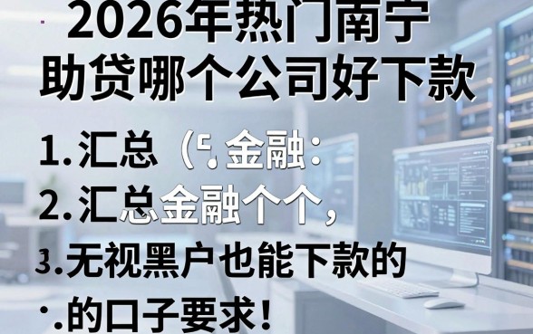 2026年热门南宁助贷哪个公司好下款，汇总五个无视黑户也能下款的口子