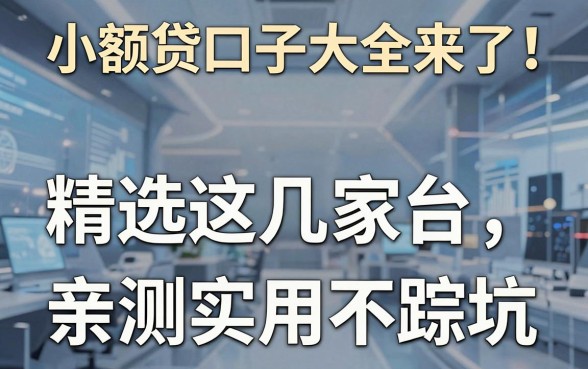 小额贷口子大全来了!精选这几家平台,亲测实用不踩坑