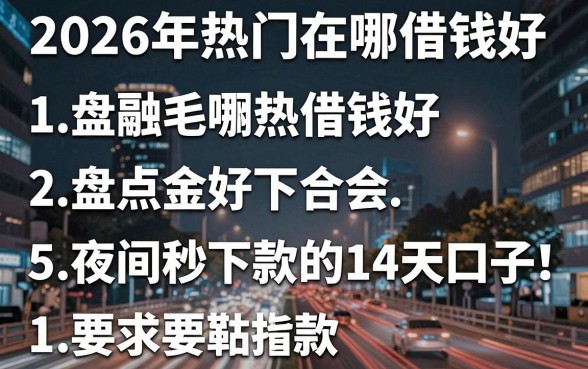 2026年热门在哪借钱好，盘点5个夜间秒下款的14天口子
