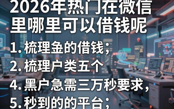 2026年热门在微信里哪里可以借钱呢,梳理五个黑户急需三万秒到的的平台