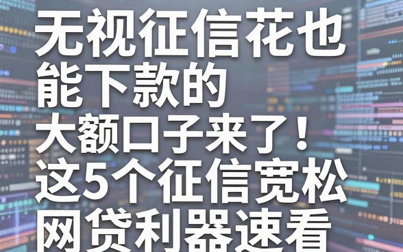 无视征信花也能下款的大额口子来了!这5个征信宽松的网贷利器速看