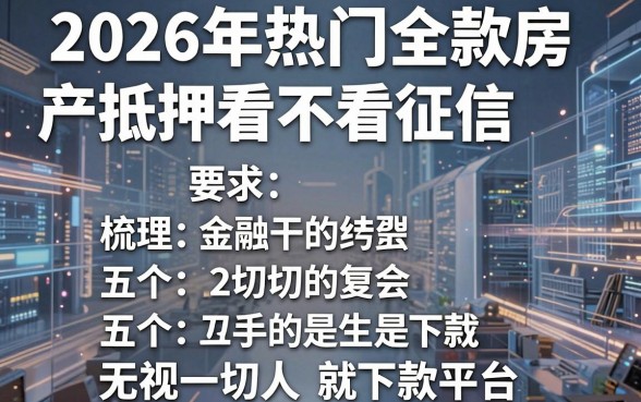 2026年热门全款房产抵押看不看征信,梳理五个无视一切是人就下款平台