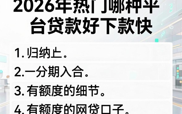 2026年热门哪种平台贷款好下款快,归纳五个分期有额度的网贷口子