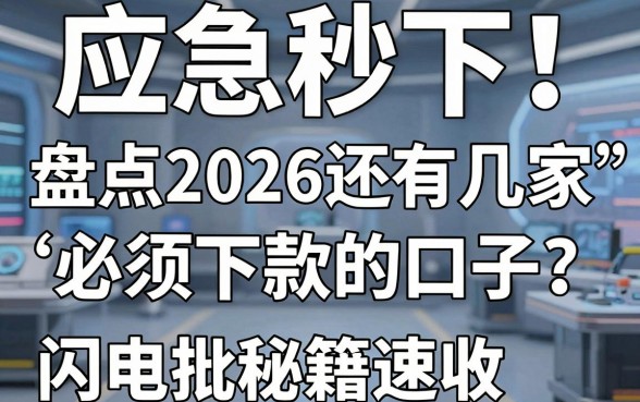 应急秒下！盘点2026还有几家“必须下款的口子”，闪电审批秘籍速收